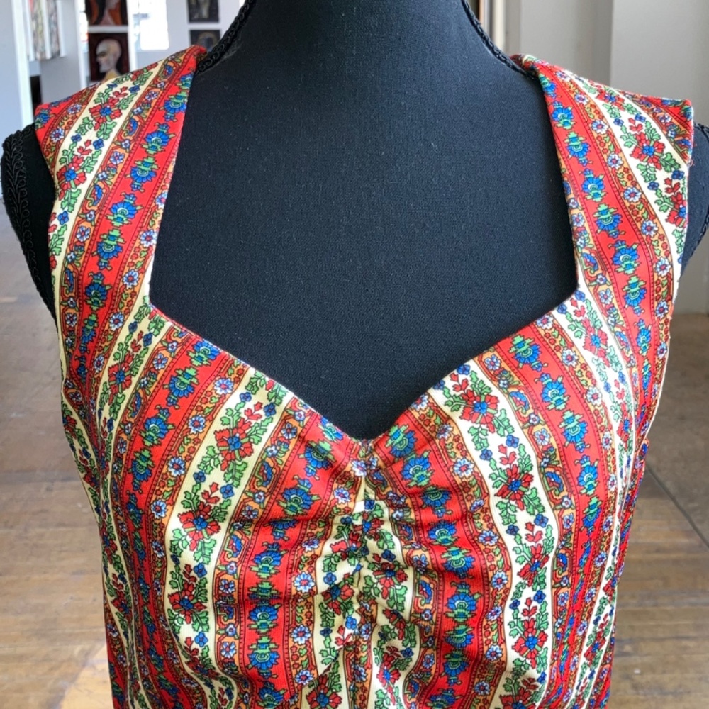 70s handcrafted polyester maxi dress - Picture 7 of 14